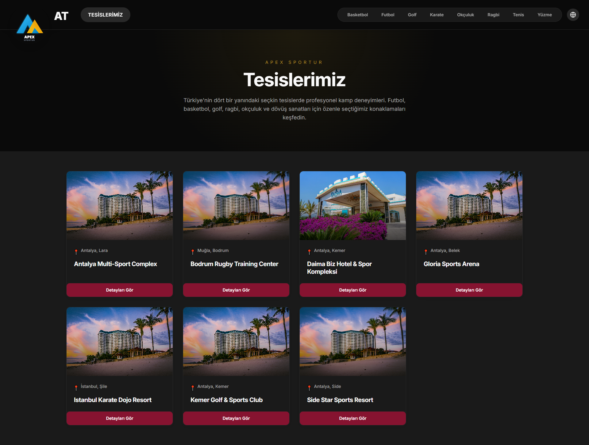 Apex Sportur — B2B Spor Turizmi Rezervasyon Ağı