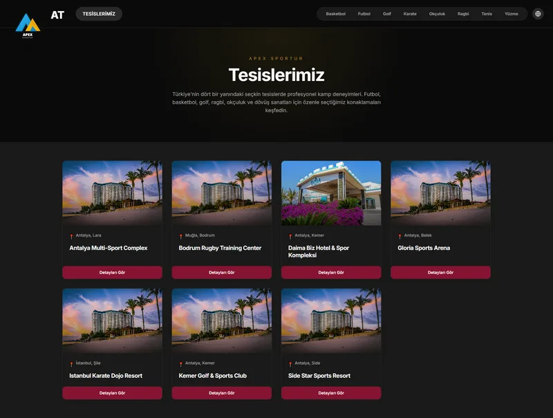 Apex Sportur — B2B Spor Turizmi Rezervasyon Ağı